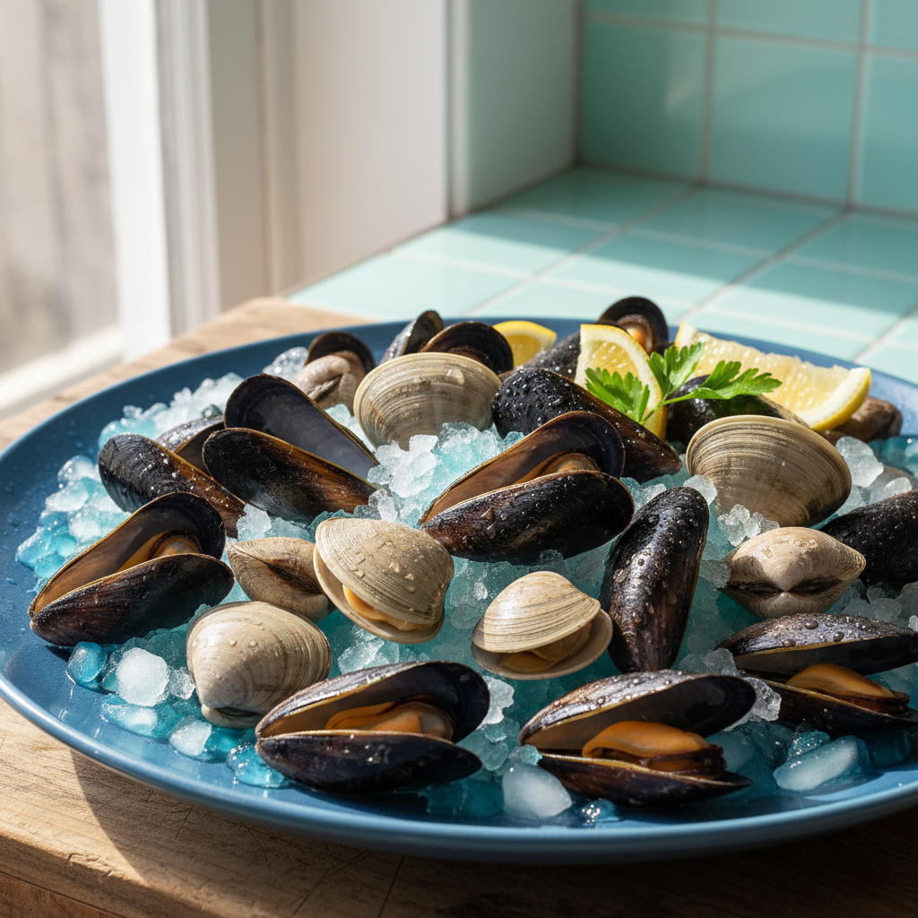 Moluscos - mejillones y almejas